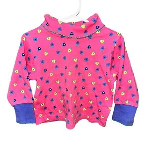Gymboree Rainbow Tag Vintage Pink Floral Print Long Sleeve Turtleneck (Small)